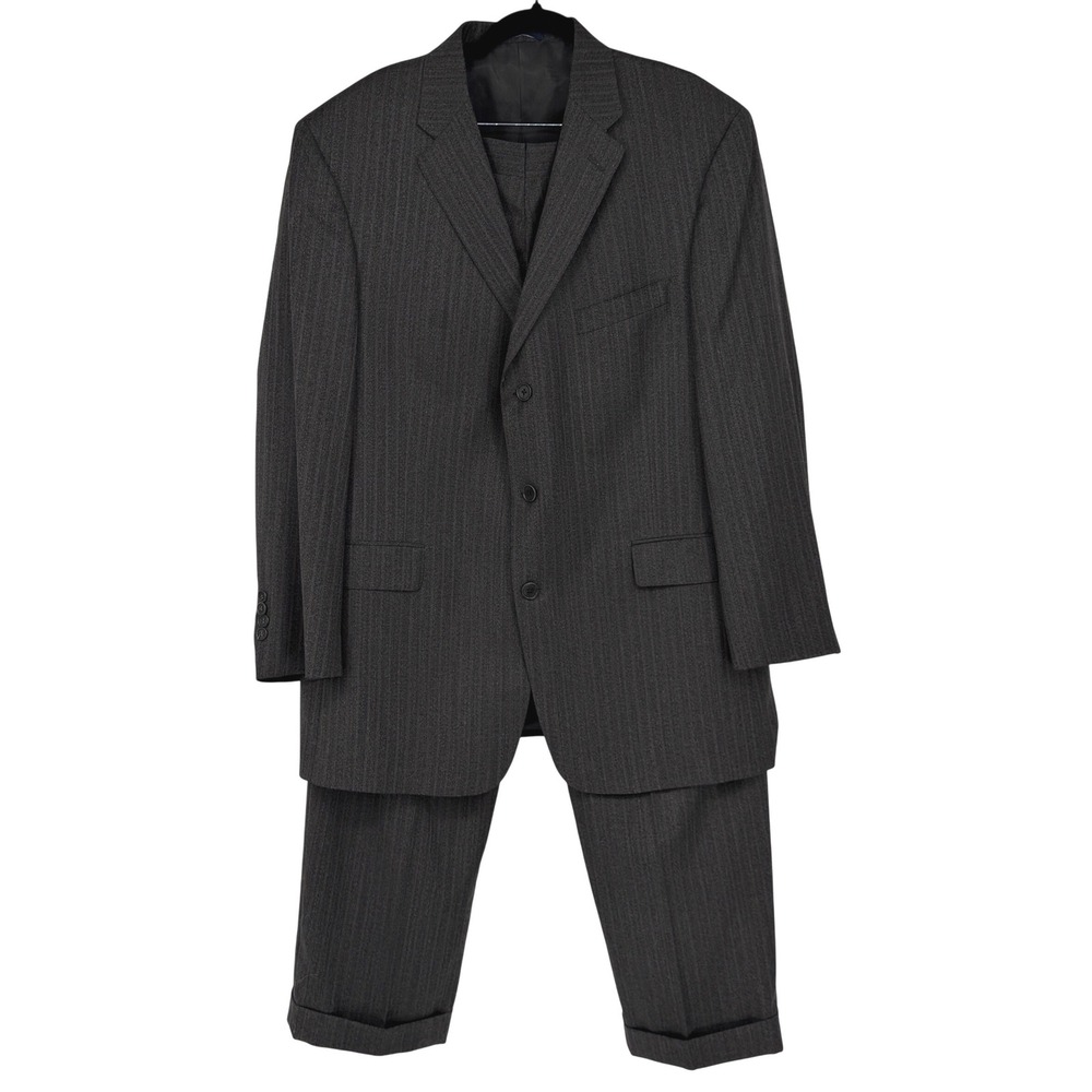 Daniel Cremieux Loro Piana Mens Gray Pinstripe 2 Piece Suit USA Union Made